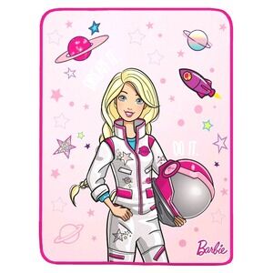 Mattel Barbie Astronaut Silky Super Soft & Comfy Plush Throw Blanket 40" x 50"